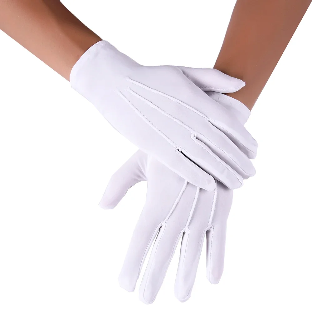 Top Trends: 1pair Women White Formal Gloves Tactical Gloves Guard Santa Men Inspection Non-Slip Short Full Finger Driving Gloves Shoppable Styles