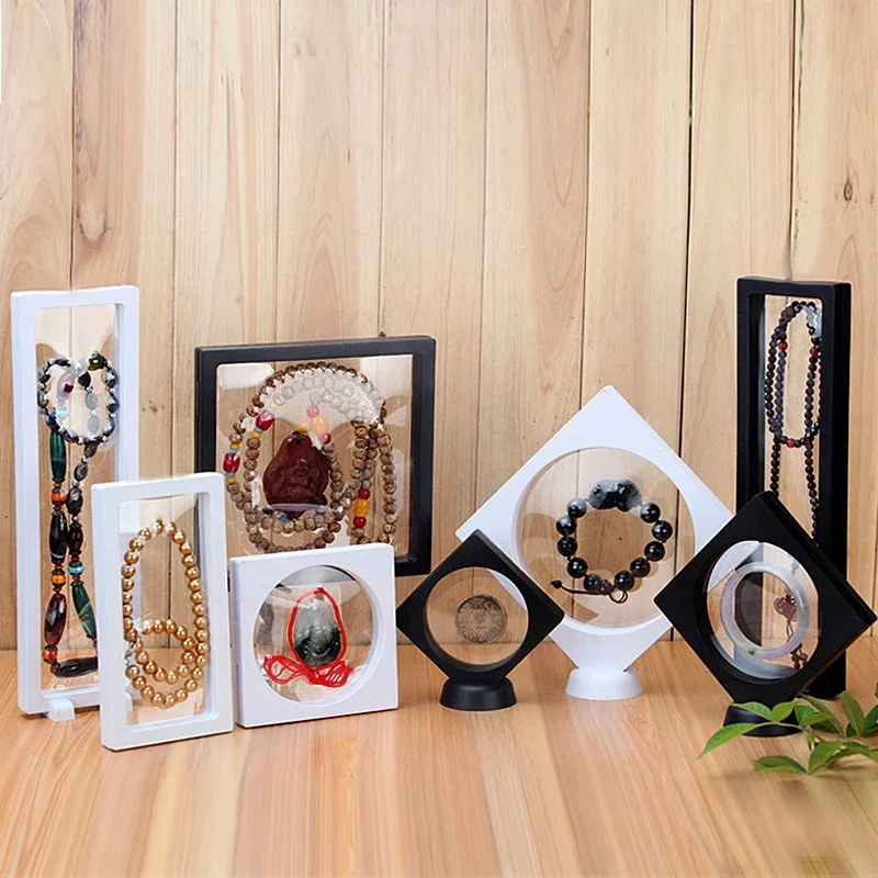 Top Trends: 20Pcs Wholesale PET Floating Picture Frame Shadow Box Jewelry Display Stand Holder Protect Jewellery Diamond Presentation Case Shoppable Styles