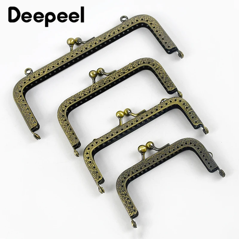 Top Trends: 5Pcs Deepeel 6-20cm Metal Embossed Bag Handles Purse Frame Kiss Clasp Bronze Square Handle Bags Sewing Brackets DIY Accessories Shoppable Styles