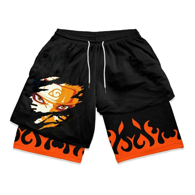 Top Trends: Men's Shorts 2 In 1 Bilayer Shorts Anime Sports Fitness Running Performance Shorts Print Casual Breathable Drawstring Shorts Shoppable Styles - Image 6