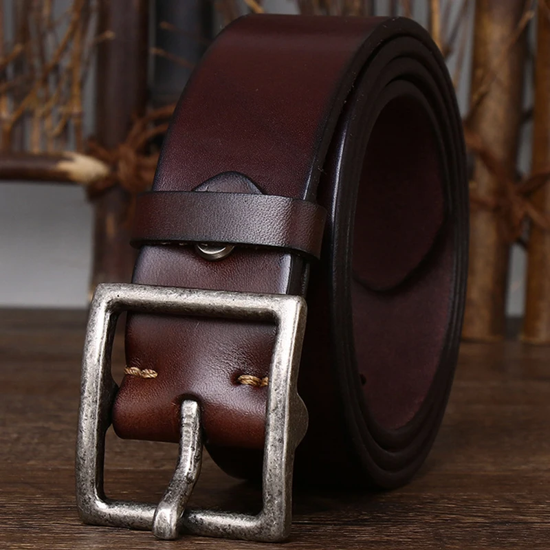 Top Trends: 4.3cm Wide Cowhide Copper Needle Buckle Minimalist Belt 2024 New Korean Version Men's High-Quality Leather Luxury Pants Belt Shoppable Styles