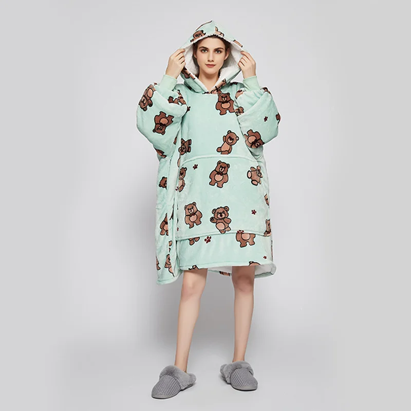 Top Trends: Adult Oversized Hooded Blanket With Pockets Cartoon White Wood Onesie Pajamas Flannel Cosplay Men&Women Carnival Animal Cartoon Shoppable Styles