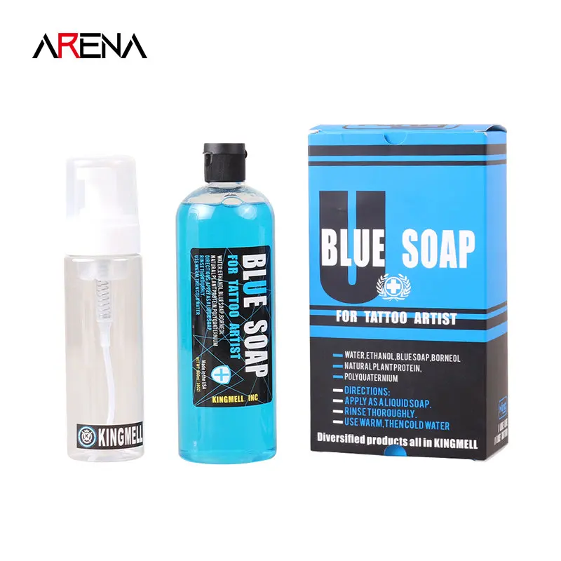 Top Trends: 500ml Blue Soap Cleaning Water Skin Wash Stencil Soap Foam Bottle Push Tattoo After Care Makeup Sterilize Accessories Supply Shoppable Styles