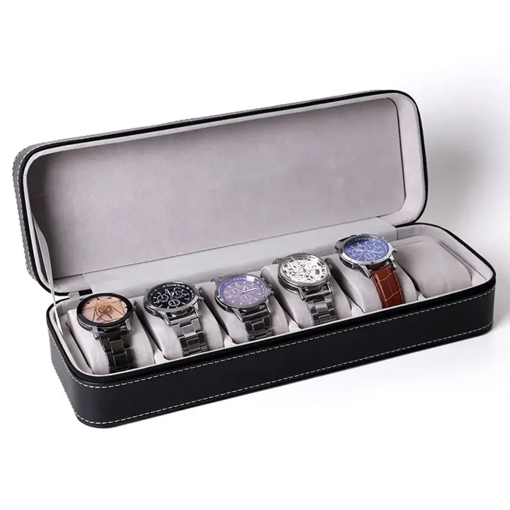 Top Trends: 6 Slots PU Leather Watch Box Portable Travel Zipper Case Collector Storage Jewelry Storage Box Display Box Shoppable Styles