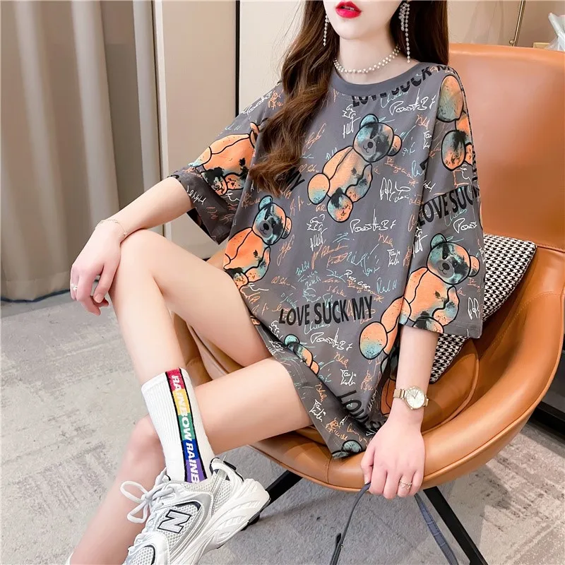 Top Trends: T-shirts Women Short Sleeve Cartoon Print Tshirts Womens Korean Style Oversize Loose Harajuku Streetwear Tops All-match NS4783 Shoppable Styles