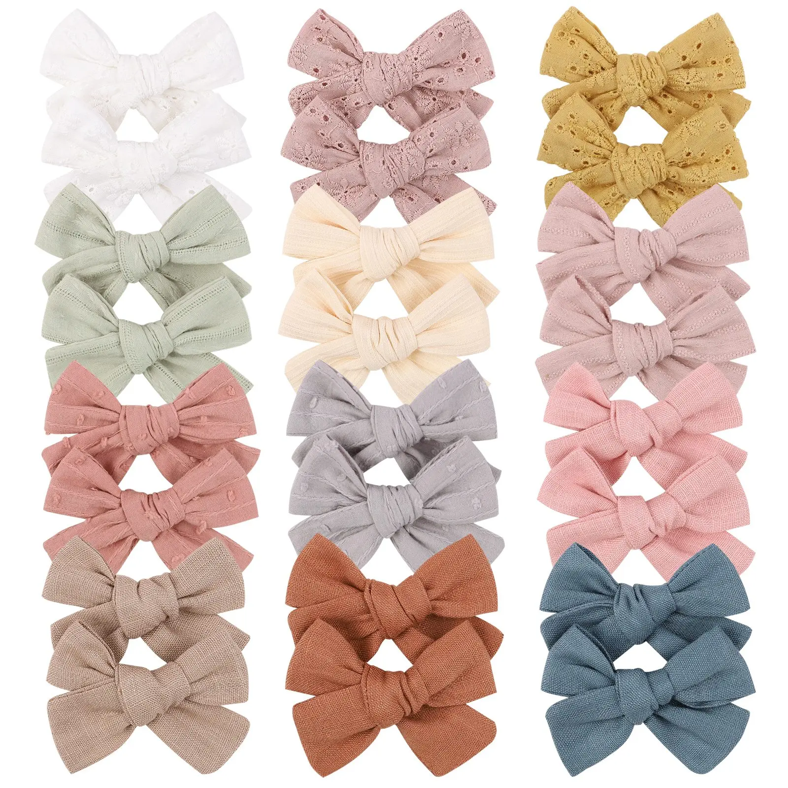 Top Trends: 2Pcs / lot 12Colors 3.2Inch Cotton Hair Bows Bowknot With Clips For Girls Hair Clips Cute Barrettes Headwear Kids Hair Accessories Shoppable Styles