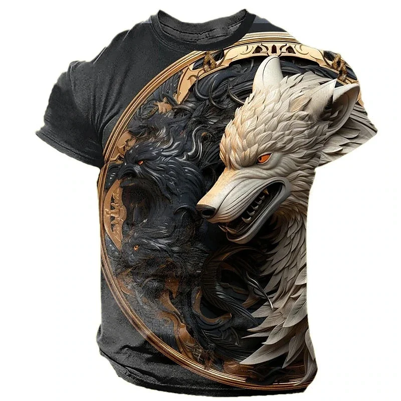 Top Trends: Funny 3D Wolf Pattern T Shirt For Men Hip Hop Trend Harajuku Streetwear Fashion Animal Print Tees Casual O-neck Short Sleeve Top Shoppable Styles