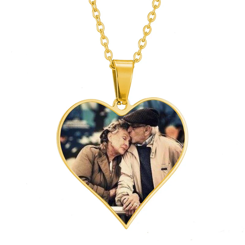 Top Trends: Personalized Custom Photo Name Necklaces Stainless Steel Heart Shaped Romantic Pendant Necklaces For Women Men Jewelry Shoppable Styles