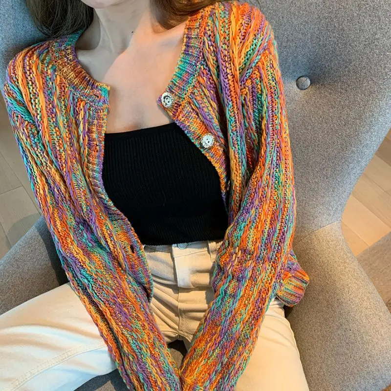 Top Trends: Stylish Button Knitted Spliced All-match Color Cardigan Sweaters Female Clothing 2022 Autumn New Casual Tops Loose Commute Coat Shoppable Styles