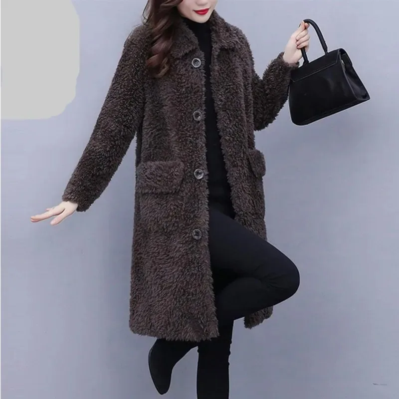 Top Trends: Winter Jacket Women Warm Faux Fur Lambswool Plush Coats Female Outerwear Korean Fashion Ladies Cardigans Long Sleeve Oversized Shoppable Styles