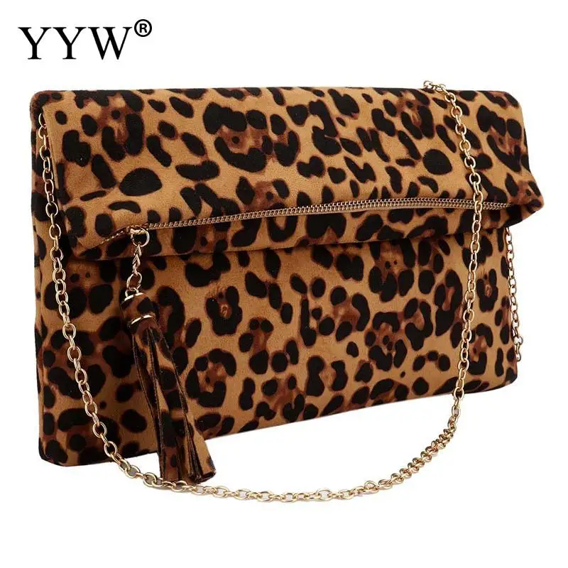 Top Trends: YYW Women Leopard Clutch Envelope Purse With Tassels, Evening Party Crossbody Shoulder Cocktail Banquet Handbags Zipper Wallet Shoppable Styles