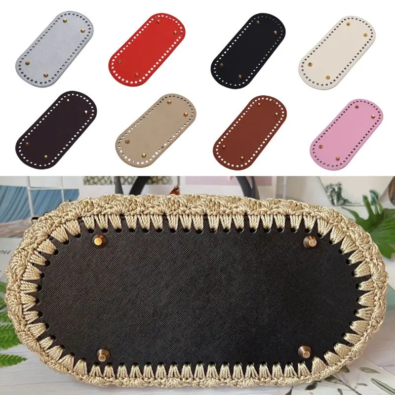 Top Trends: 22x10cm / 25x12cm Long Bottom For Knitted Bag PU Leather Bag Base Handmade Bottom With Holes Diy Crochet Bag Part Accessories 2023 Shoppable Styles