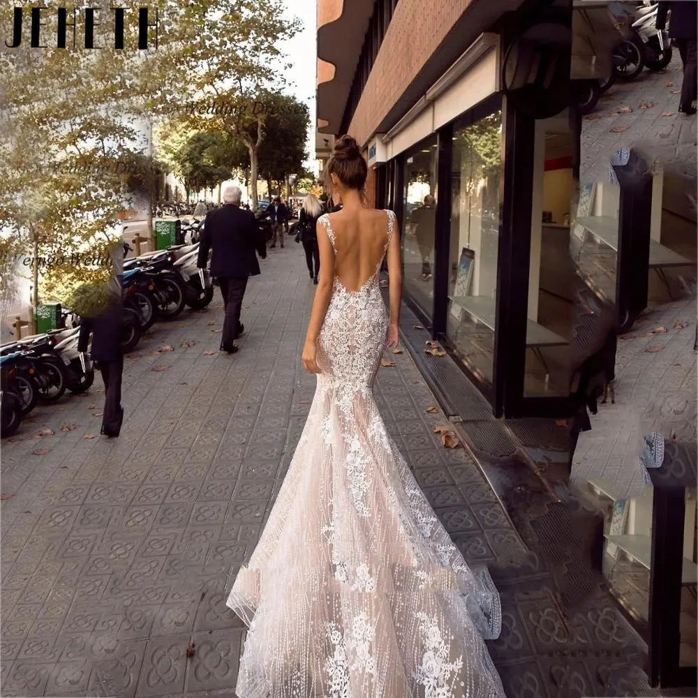 Top Trends: JEHETH Elegant Lace Mermaid Wedding Gown 2024 Romantic Backless Cap Sleeves Bridal Dress Sleeveless Vestido De Noiva Custom Made Shoppable Styles