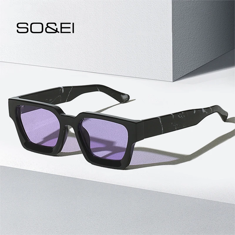 Top Trends: SO&amp;EI Retro Square Women Sunglasses Shades UV400 Fashion Gradient Men Orange Purple Sun Glasses Shoppable Styles