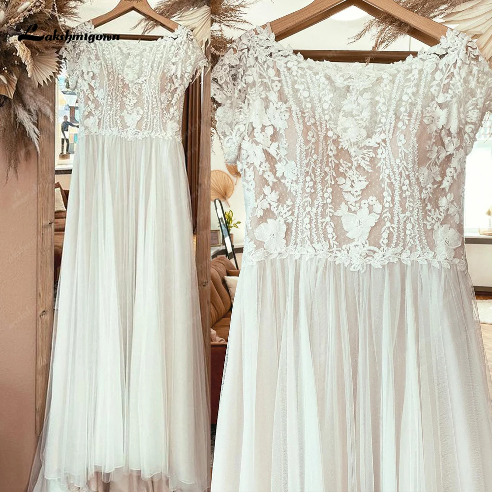 Top Trends: Lakshmigown Lace Floral A Line Beach Wedding Dress 2023 Cap Sleeve Robe Civil Mariage Boho Bridal Gown Vestidos De Noiva Shoppable Styles