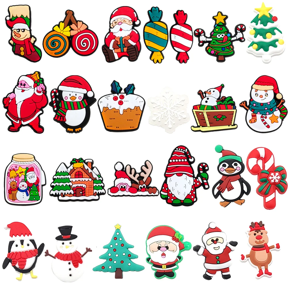 Top Trends: 1Pcs Christmas Tree Candy Shoe Charms Decorations PVC Deer Shoe Accessories Buckle For Kids Party X-mas Gifts Shoppable Styles