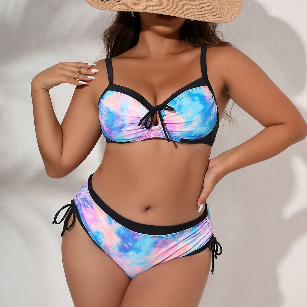 Top Trends: 2022 New Plus Size Swimwear For Women Swimsuit Large Bathing Suits Two-piece High Waist Push Up Bikini Set Sexy L-4XL Shoppable Styles