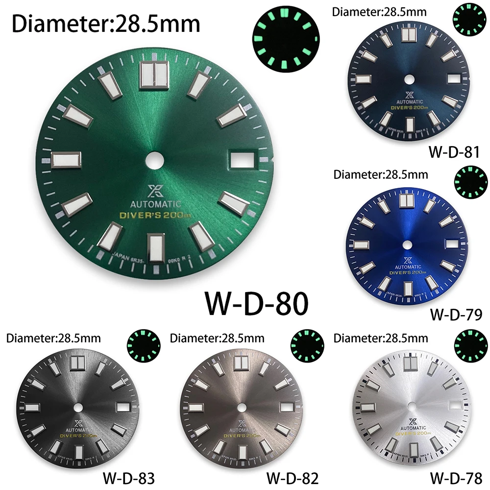 Top Trends: 28.5mm S Logo Sunray Diver's Dial Suitable For Japan NH35 / NH36 / 4R / 7S Movement Green Luminous Watch Modification Accessories Shoppable Styles