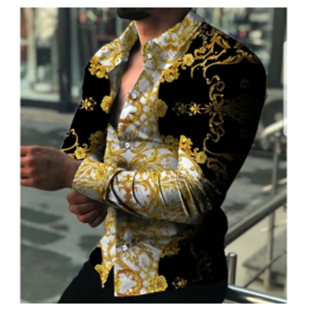 Top Trends: Fashion Luxury Social Men Shirts Turn-down Collar Buttoned Shirt Casual Lion Print Long Sleeve Tops Men's Clothing Prom Cardigan Shoppable Styles - Image 5