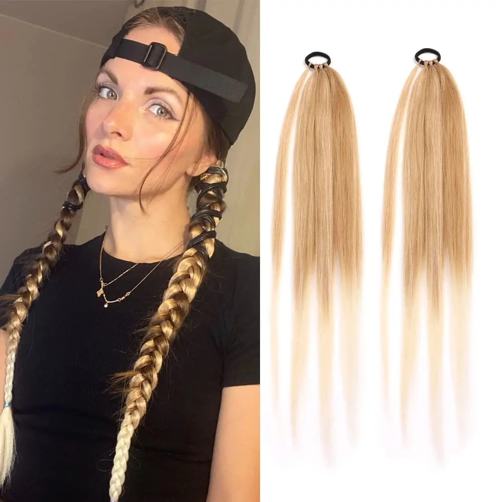 Top Trends: Ombre Ponytail Extensions Synthetic With Hair Tie Wrap Around Hair Braid Extensions Chignon Tail Rubber Band Hair Ring 26 Inch Shoppable Styles