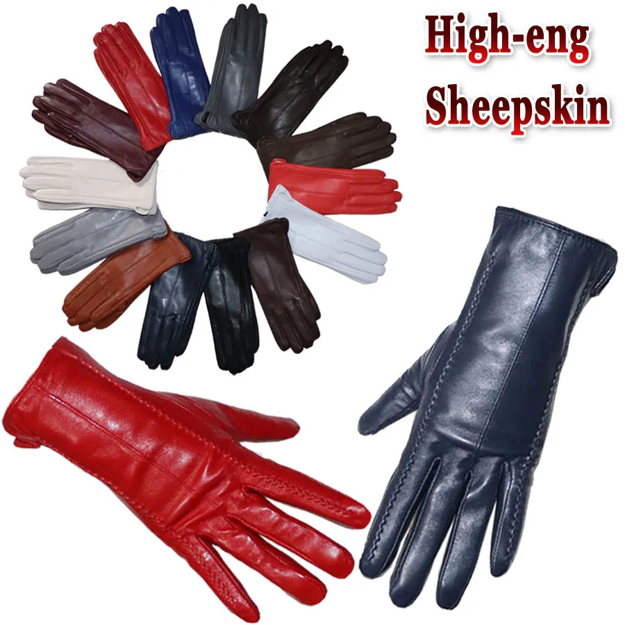 Top Trends: Genuine Sheepskin Gloves Women's Winter Warm Thickened Thin Touch Screen Leather Gloves Outdoor Riding High-end Fashion New 2023 Shoppable Styles - Image 2