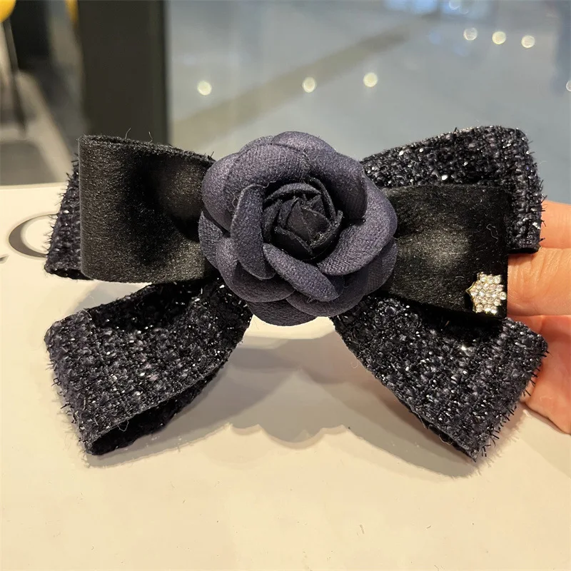 Top Trends: New High-grade Camellia Flower Bows Spring Clip Bowknot Back Head Hairclips Hair Pin Female Accessories For Women Girl Wholesale Shoppable Styles