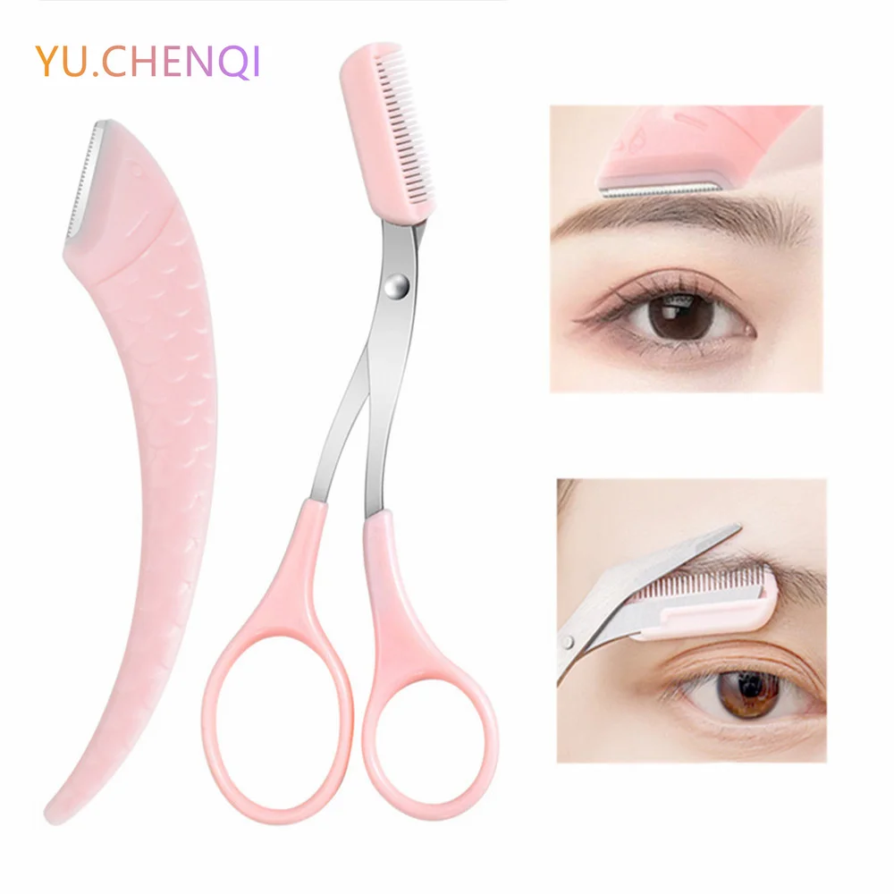 Top Trends: Eyebrow Trimming Knife Eyebrow Face Razor Eyebrow Scissors Brow Comb Trimmer Scraper Women Professional Beauty Makeup Tools Shoppable Styles