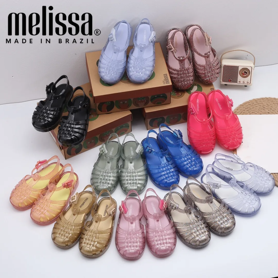 Top Trends: 2022 Summer Mini Melissa Children&#039;s Shoes Kids Rome Jelly Sandals Girls Hollow Out PVC Beach Shoes Boys Shiny Sandals Fragrance Shoppable Styles