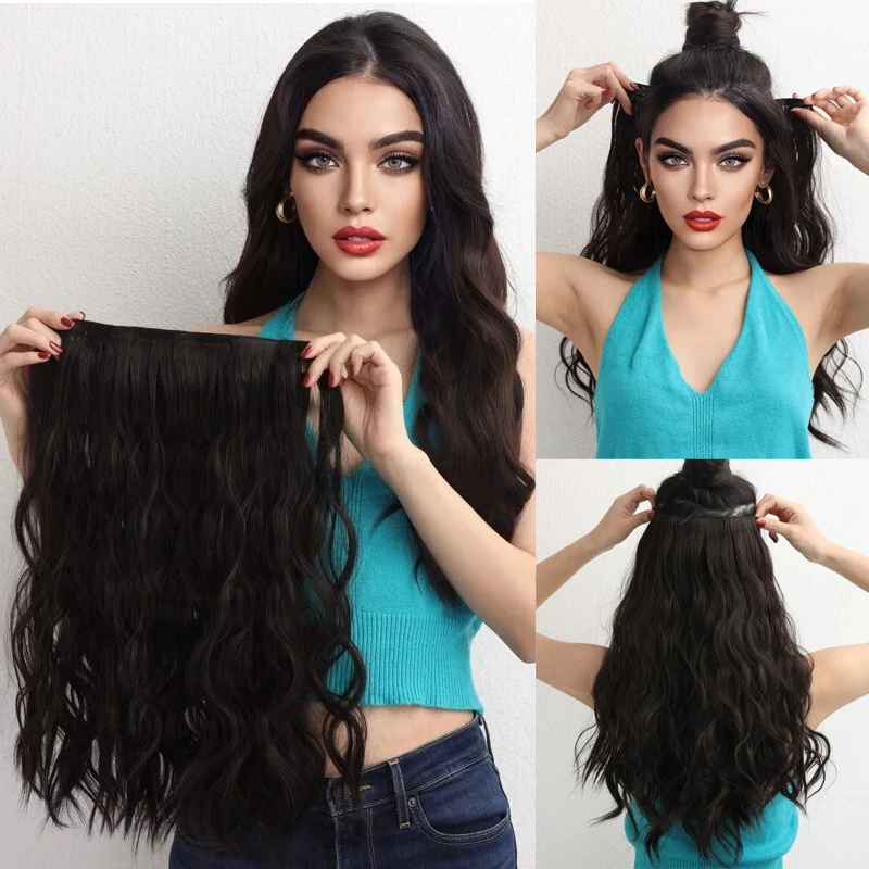 Top Trends: Long Wavy Hair Extensions 5 Clip In Hair Extensions Heat Resistant Wigs Synthetic Hair Extensions Black Hair Extensions Shoppable Styles