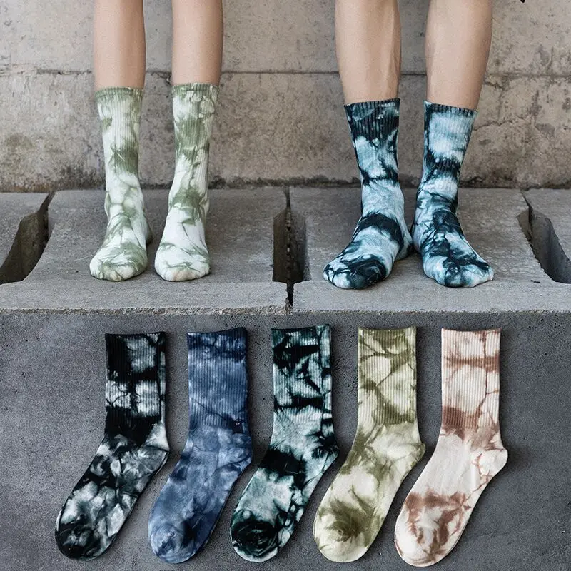 Top Trends: Tie-dye Socks European And American Street Ins Hip-hop Tide Brand Couple Socks In The Tube Sports Cotton Socks Stockings Shoppable Styles