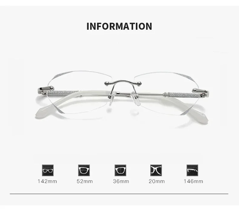 Top Trends: Finished Prescription Nearsighted Glasses Blue Light Blocking Women Men Diamond Cutting Minus Eyeglasses Rimless Myopia Glasses Shoppable Styles - Image 6