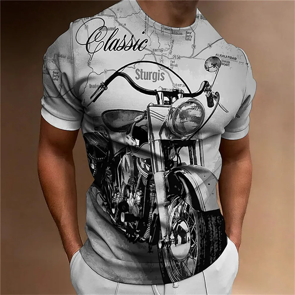 Top Trends: Retro Men'S T Shirt Harley Motorcycle 3d Printing Trend New Men'S Clothing Loose Oversized Shirt Daily Casual Top Sports T-Shirt Shoppable Styles