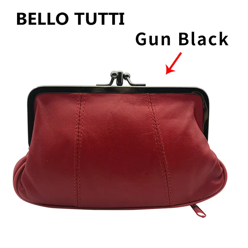 Top Trends: BELLO TUTTI Original New Women Genuine Leather Key Wallet Mini Coin Purse Men Metal Hasp Sheepskin Card&ID Holder Bag Money Clip Shoppable Styles