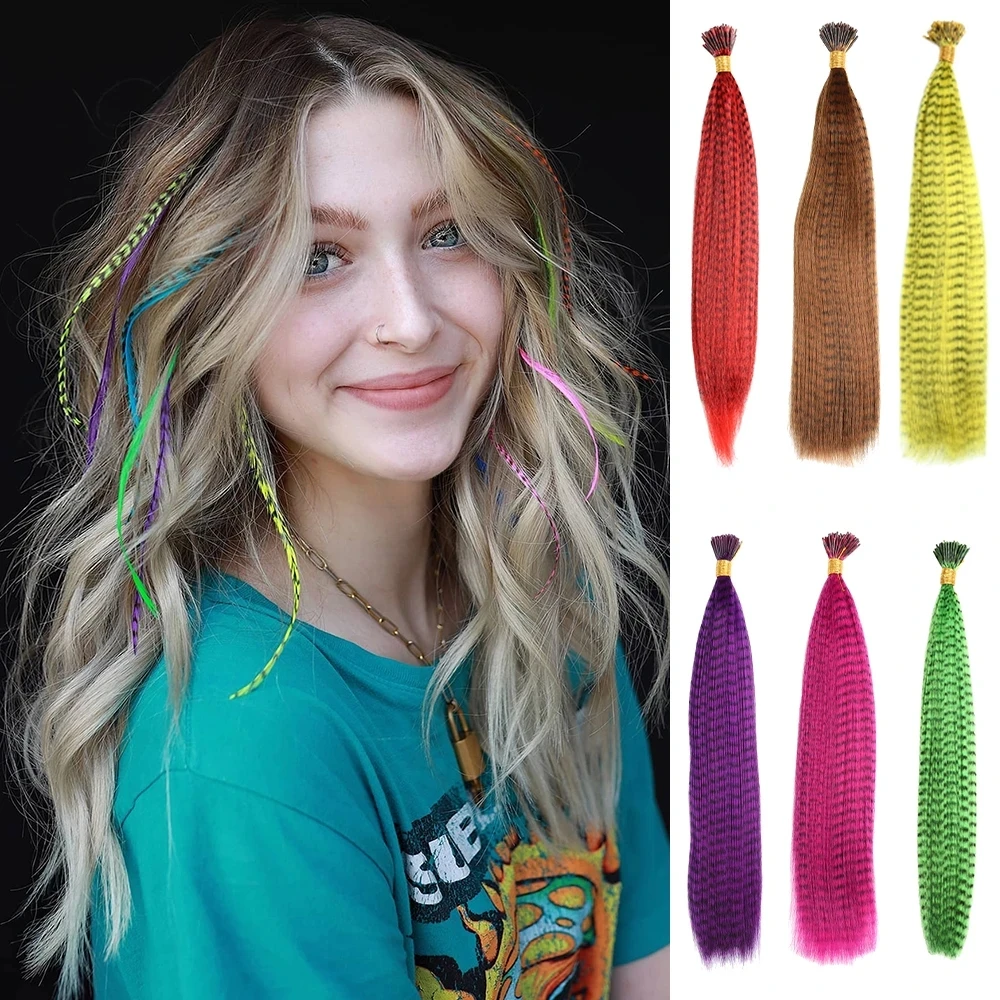 Top Trends: Synthetic Colored Strands For Hair Feather Extension 1-500 Pieces I Tip Hairpiece Hair Zebra Line Feather Hair Extensions Shoppable Styles