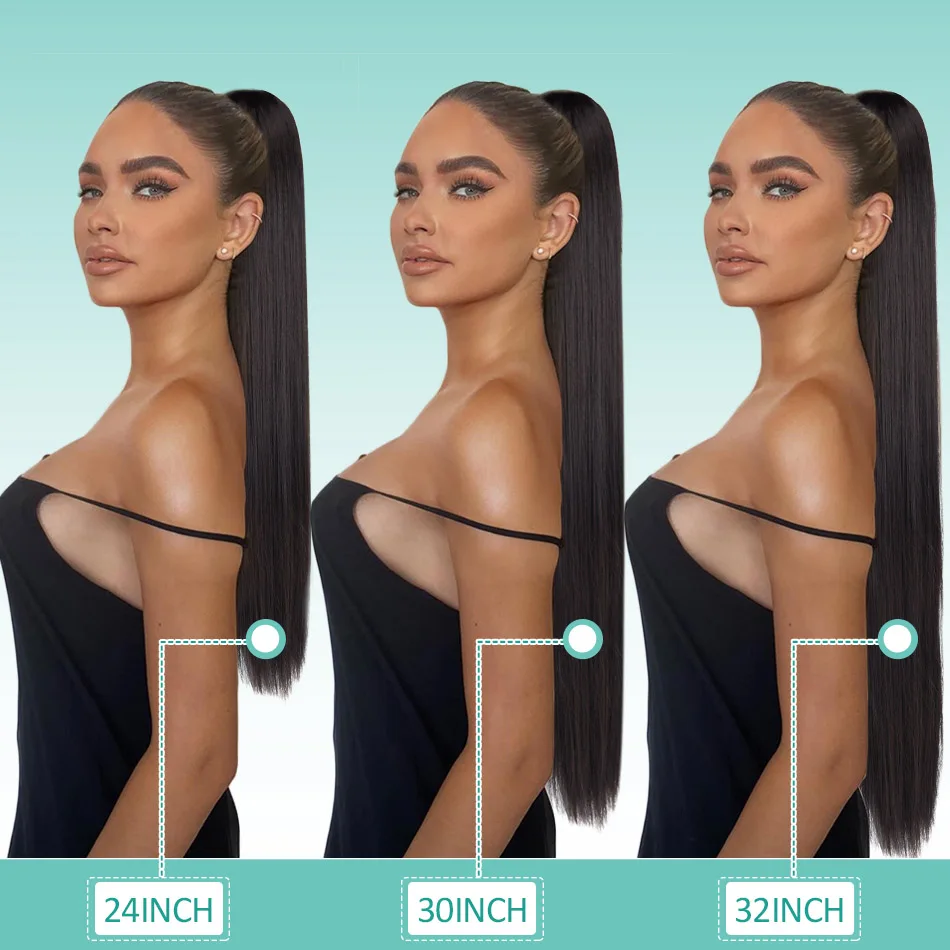 Top Trends: Long Straight Ponytail Drawstring Pony Tail Synthetic 30inch Clip In Hair Extensions For Women Heat Resistant Fake Hair Shoppable Styles - Image 5