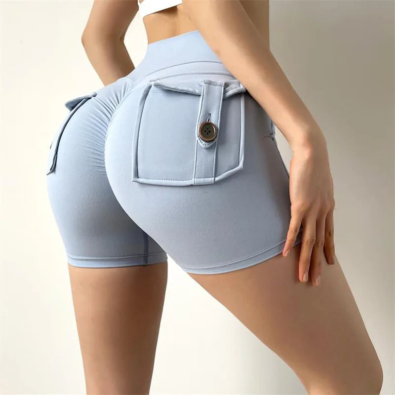 Top Trends: Cargo Shorts Women Gym Shorts Scrunch Butt Booty Tight Shorts Yoga Workout Clothes For Women Fitness Shorts With Button Pocket Shoppable Styles