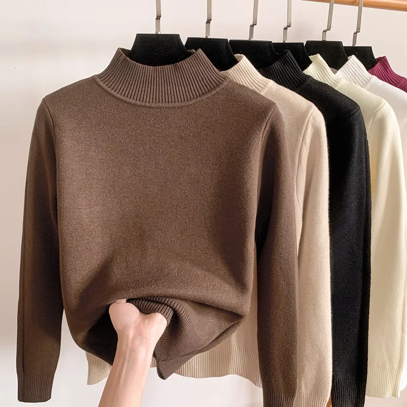 Top Trends: Fleece Lined Turtleneck Sweater Women Winter Warm Thicken Plus Velvet Knitted Pullovers Casual Slim Knitwear Long Sleeve Tops Shoppable Styles