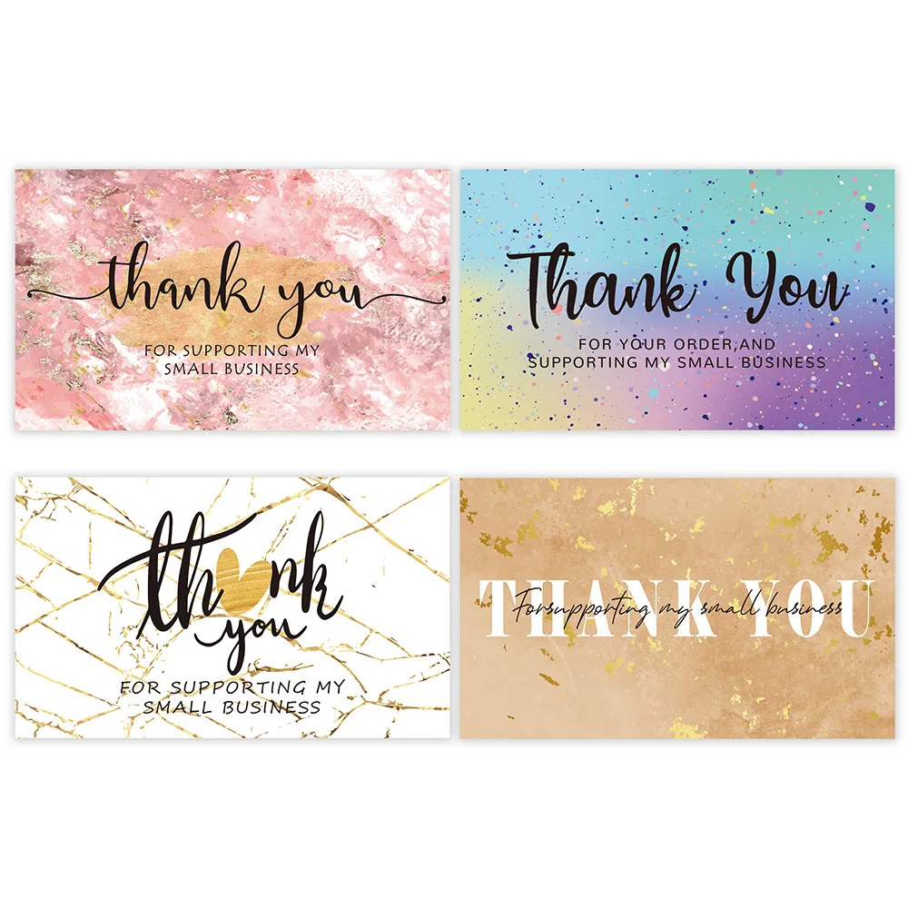 Top Trends: Colorful Print White Blank Back Gold Color Foil Pink Thank You Cards Gift Box Decoration Jewelry Package For Small Businesses Shoppable Styles