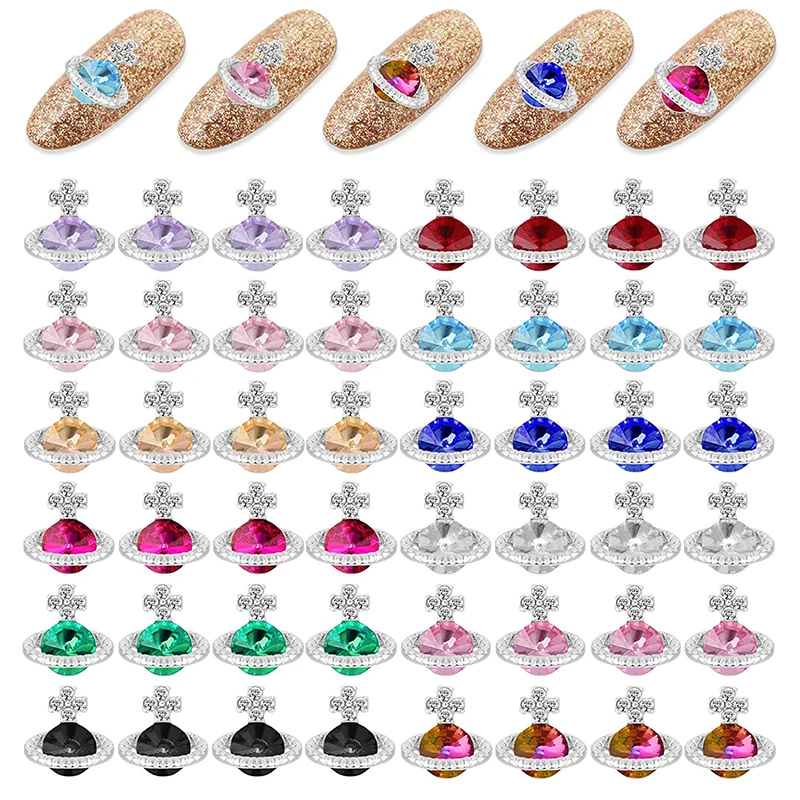 Top Trends: 10Pcs 3D Saturn Planet Cross Nail Charms Jewel Luxury Nail Parts Gems Stones Crystal Rhinestones Nail Art Decoration Accessories Shoppable Styles