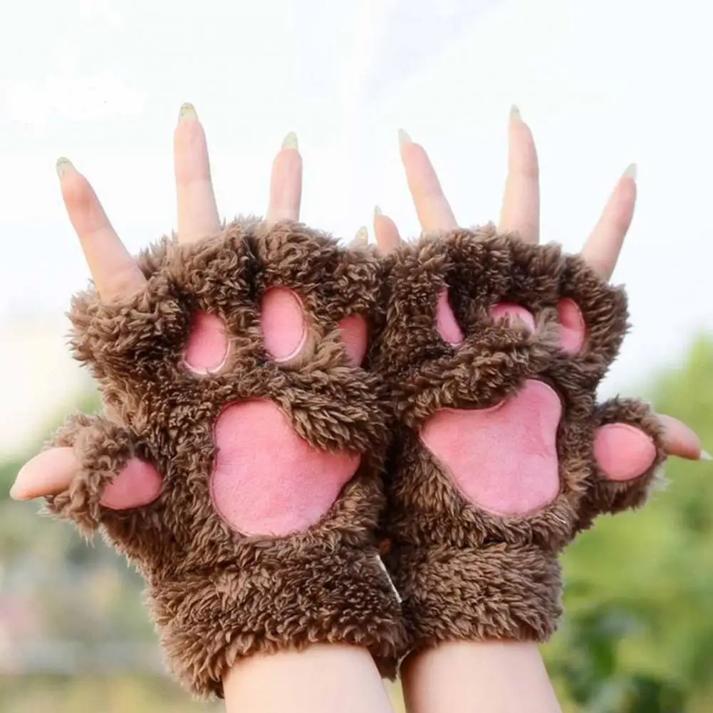 Top Trends: 1 Pair Women&#039;s Gloves Plush Cat Paw Claw Cozy Cute Warm Comfortable Non-Slip Gloves Office Riding Accessories Shoppable Styles