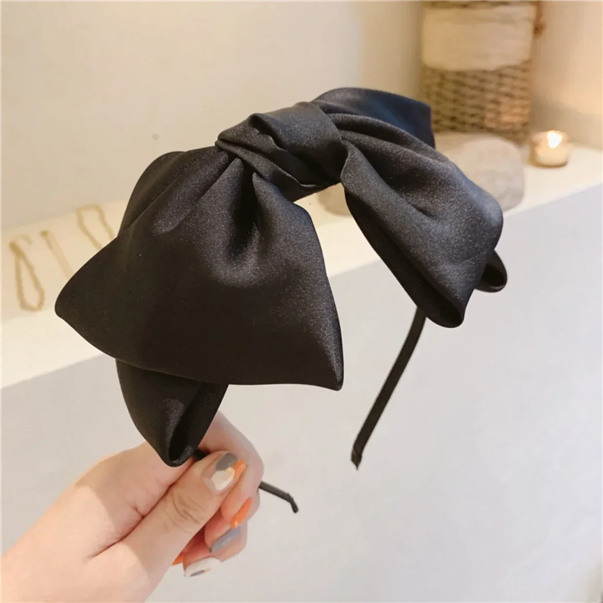 Top Trends: Beautiful Black New Big Bow Bezel Headwear Women Headband Girls Vintage Bow Hair Bands Wide Hairband Hoop For Hair Accessories Shoppable Styles