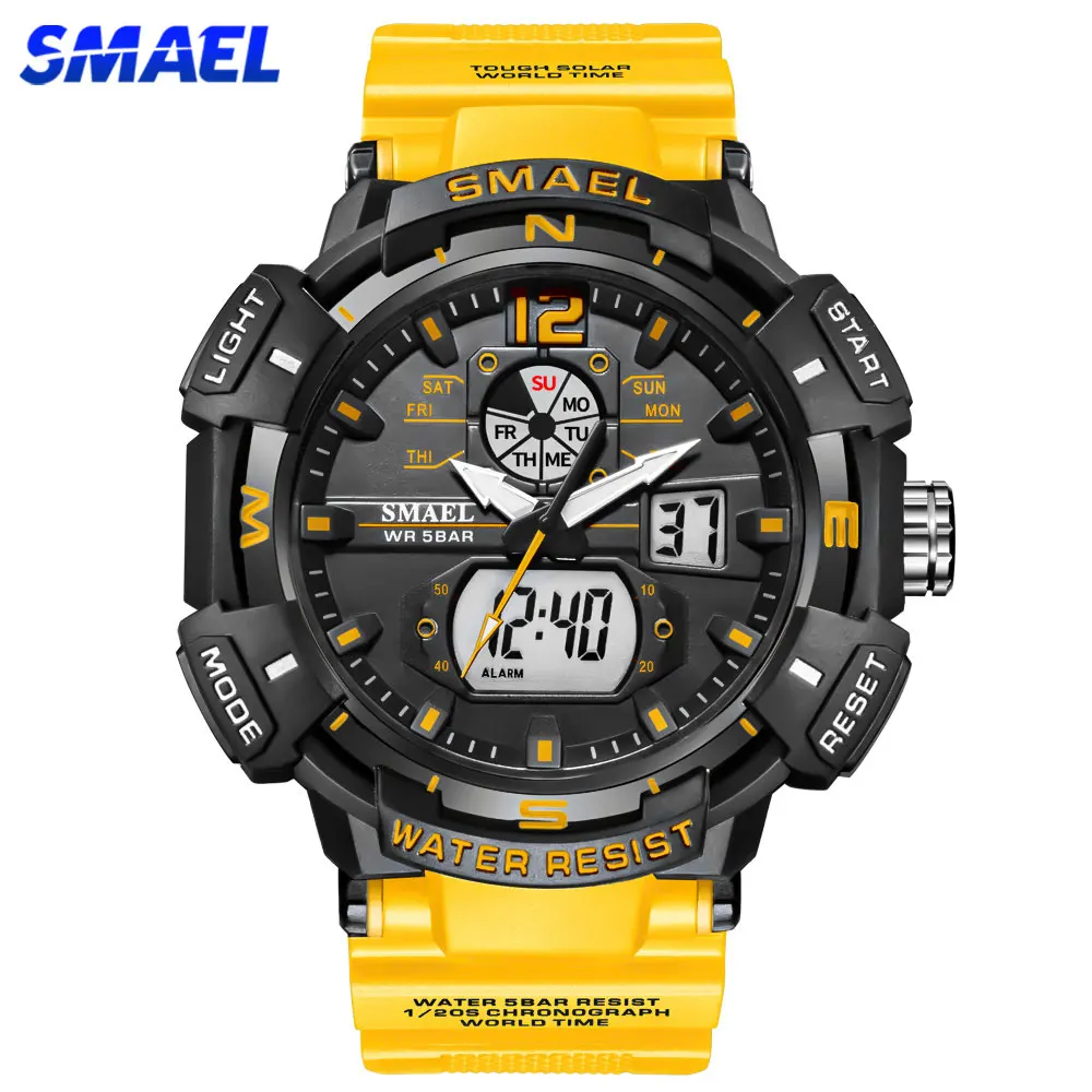 Top Trends: SMAEL Top Luxury Brand Men's Watch Outdoor Sports Waterproof Watches Dual Time Display Quartz Wristwatches Rubber Digital Clock Shoppable Styles