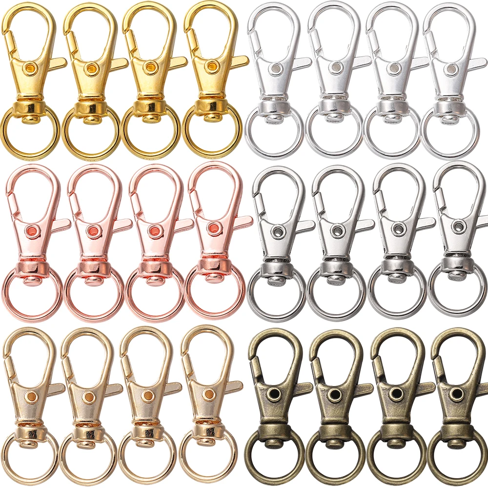 Top Trends: 10Pcs / Lot Swivel Lobster Clasp Hooks Keychain Split Key Ring Connector For Bag Belt Dog Chains DIY Jewelry Making Findings Shoppable Styles