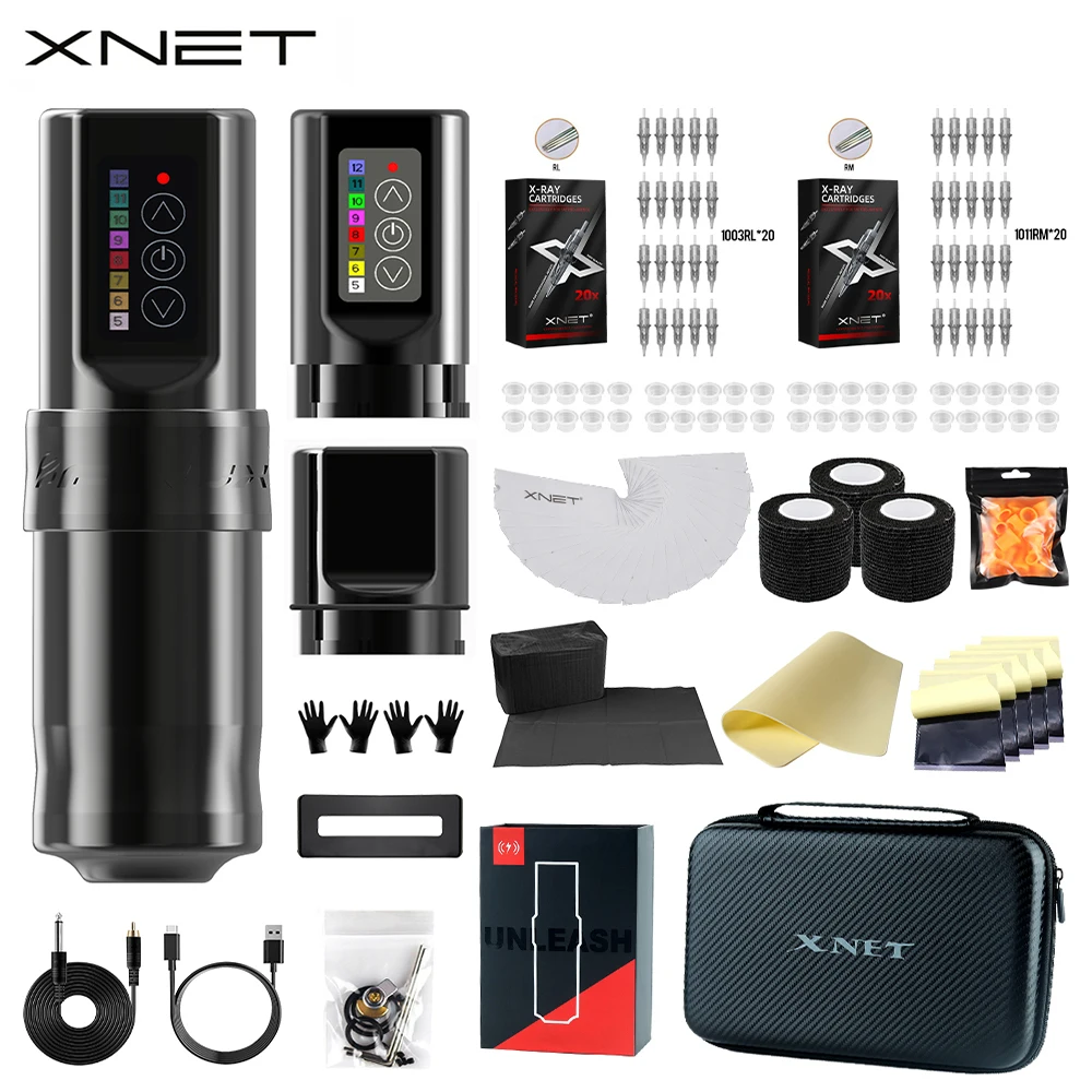 Top Trends: XNET FLUX Wireless Tattoo Machine Kit Rotary Tattoo Pen With Extra 2400mAh Power 40Pcs Mixed Tattoo Cartridge For Tattoo Artists Shoppable Styles