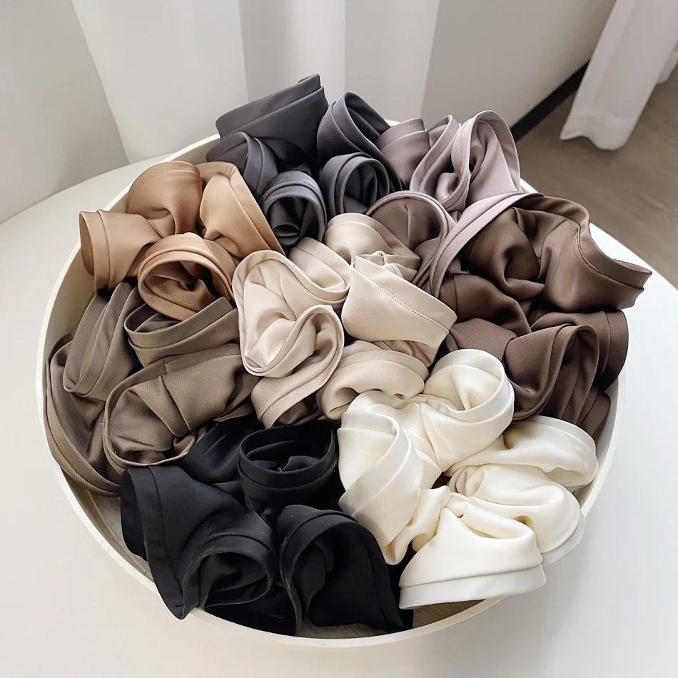 Top Trends: High Quality Luxurious Oversized Hair Scrunchies For Women Solid Satin Silk Scrunchie Hair Bands Elastic Ponytail Holder Shoppable Styles