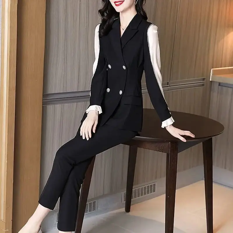 Top Trends: Trouser Suit Blazer And Outfit Black Womens 2 Pant Sets Business Two Piece Set Pants For Women Chic Elegant Formal Xxl Promotion Shoppable Styles