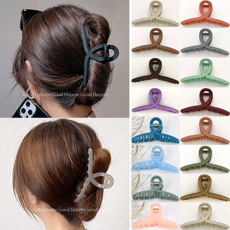 Top Trends: Hot Sale Cross Hair Claw Clip Large Barrette Crab Bath Ponytail Plastic Claw Clip For Women Hair Clips Headwear Hair Accessories Shoppable Styles