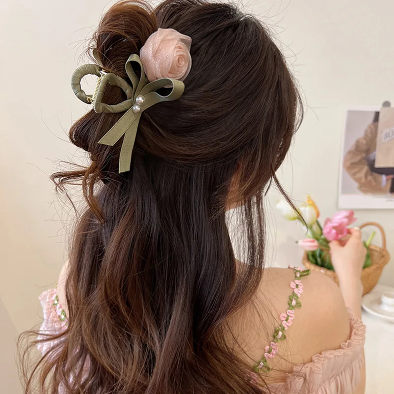 Top Trends: VANIKA New Chiffon Flower Hair Claw Clip Fashion Hair Accessories Women Big Floral Hair Clamp Elegant Ponytail Clip Headwear Shoppable Styles