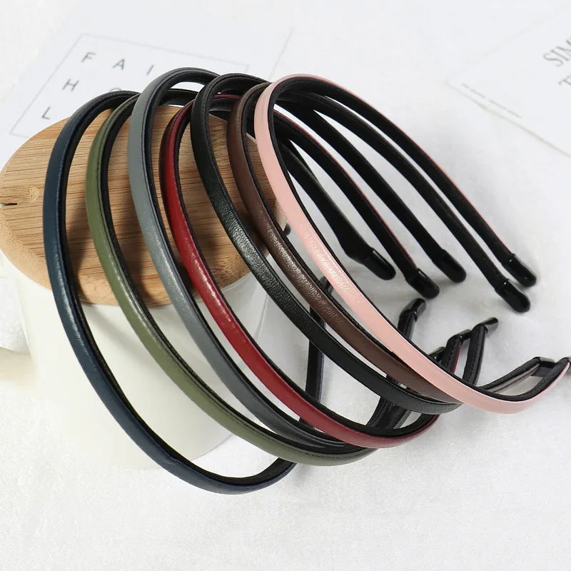 Top Trends: New Women Vintage Pu Leather Plain Thin Hairbands Simple Handmade Solid Headwraps Washing Headbands Elegant Hair Hoop Shoppable Styles