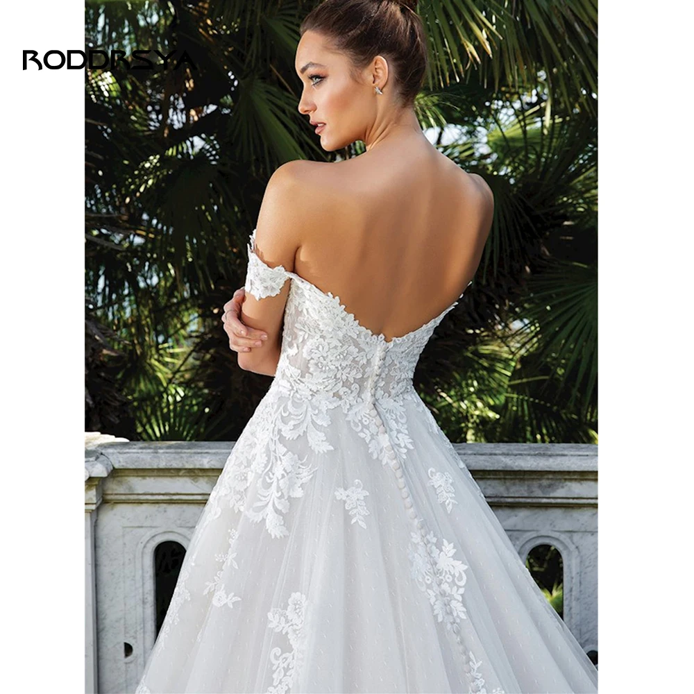 Top Trends: RODDRSYA Elegant A-line Lace Wedding Dresses For Women Appliques Off-Shoulder Bridal Gown Backless Sweep Train Vestidos De Noiva Shoppable Styles - Image 3